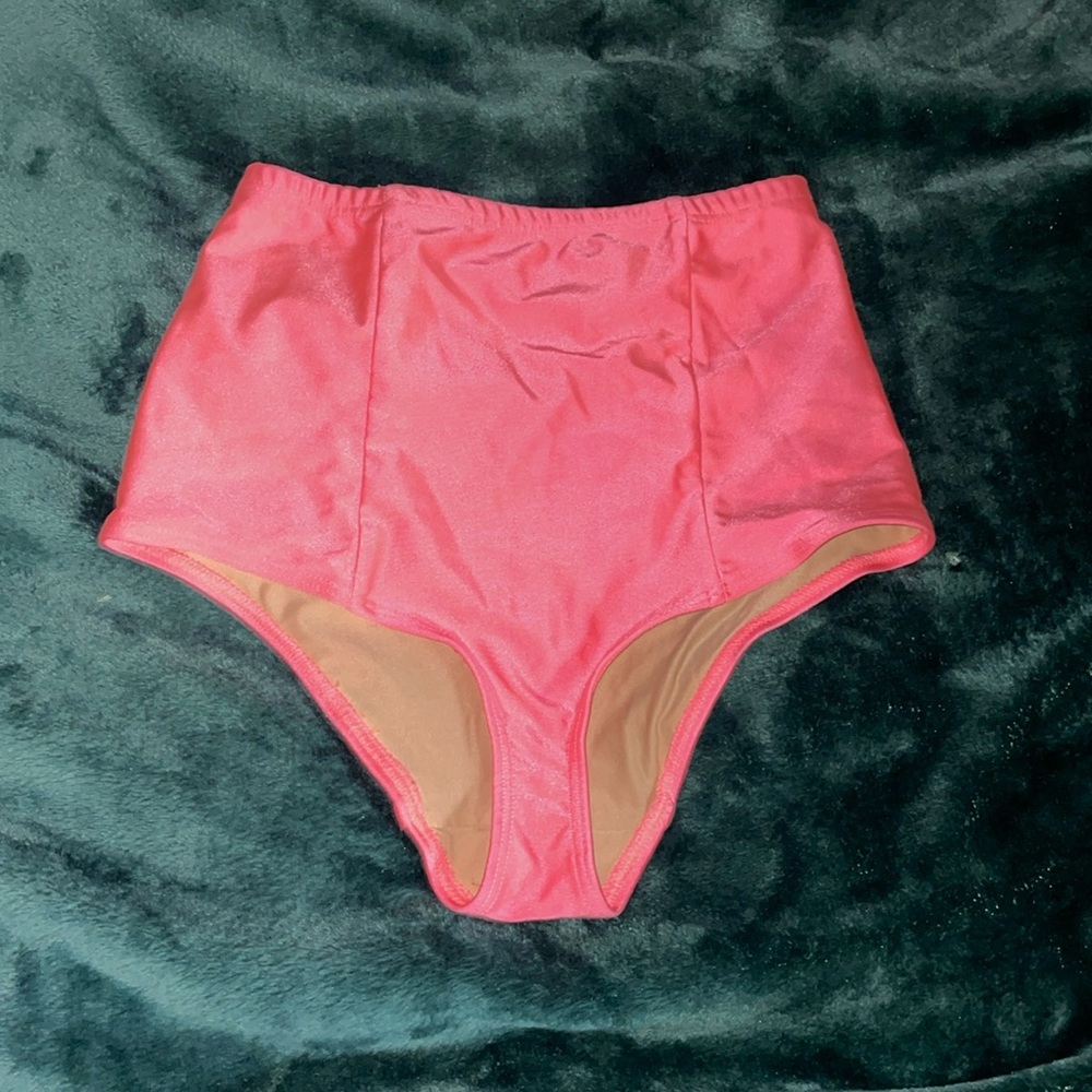 Pink High Waisted Swimsuit Bottom